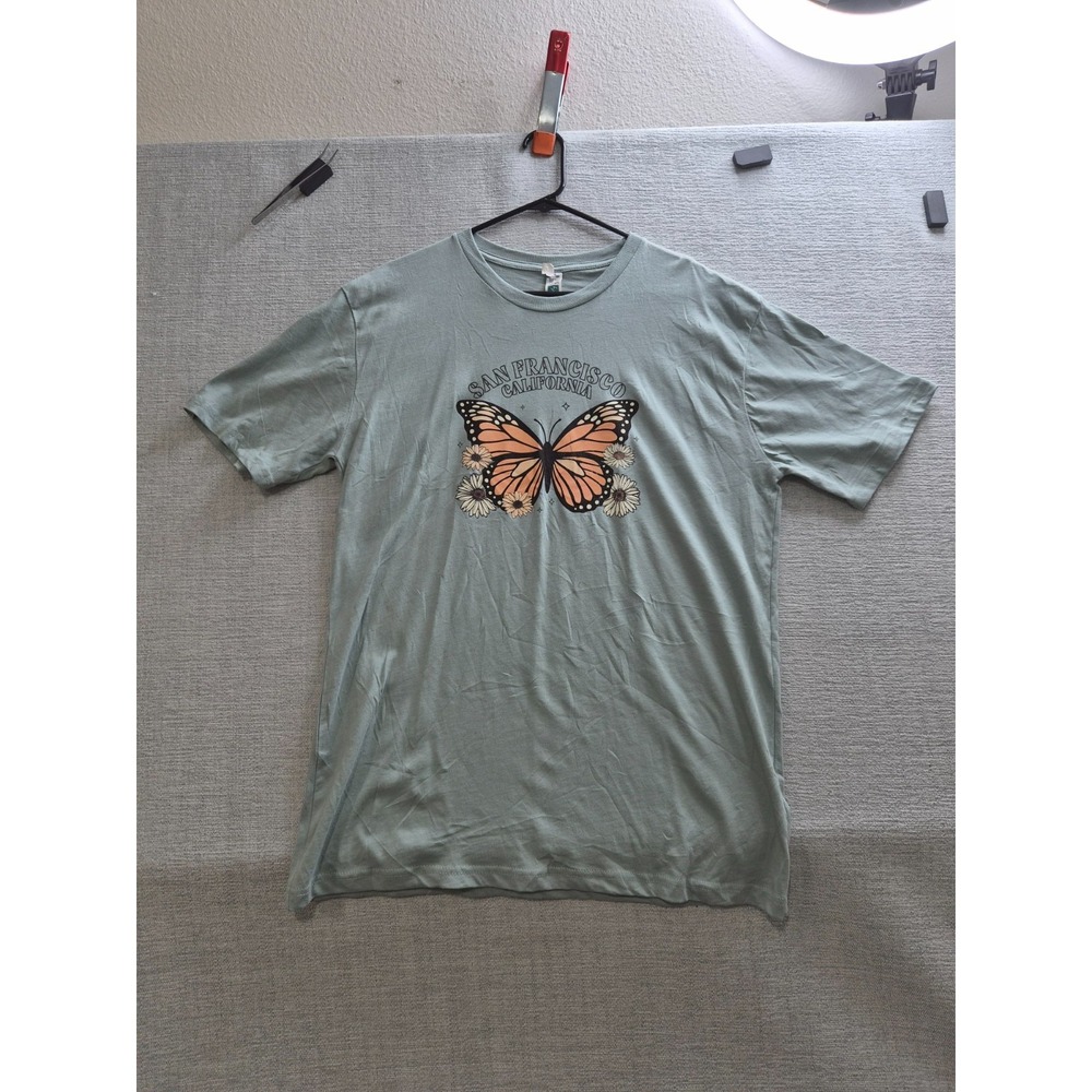 Lane Seven San Francisco California Butterfly Graphic T-Shirt Sage Green Mens‎ L